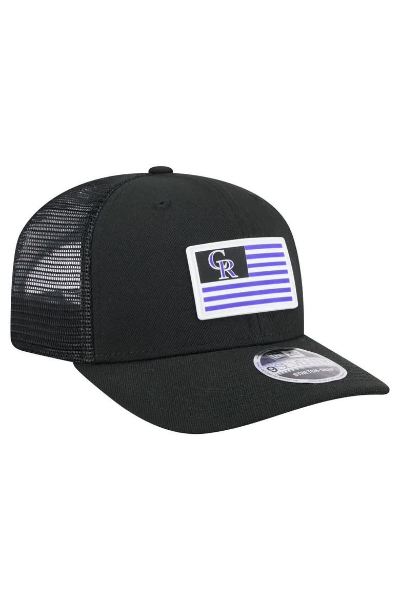 Men's New Era Black Colorado Rockies Flag 9SEVENTY Stretch-Snap Hat, Alternate, color, Black