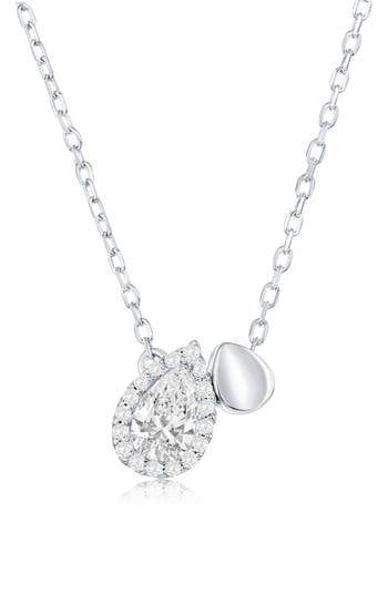 Shop Simona Sterling Silver Cubic Zirconia Double Pear Pendant Necklace