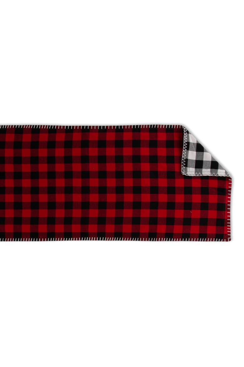 Christmas Buffalo Check Embroidered Table Runner, Alternate, color, Black/Red