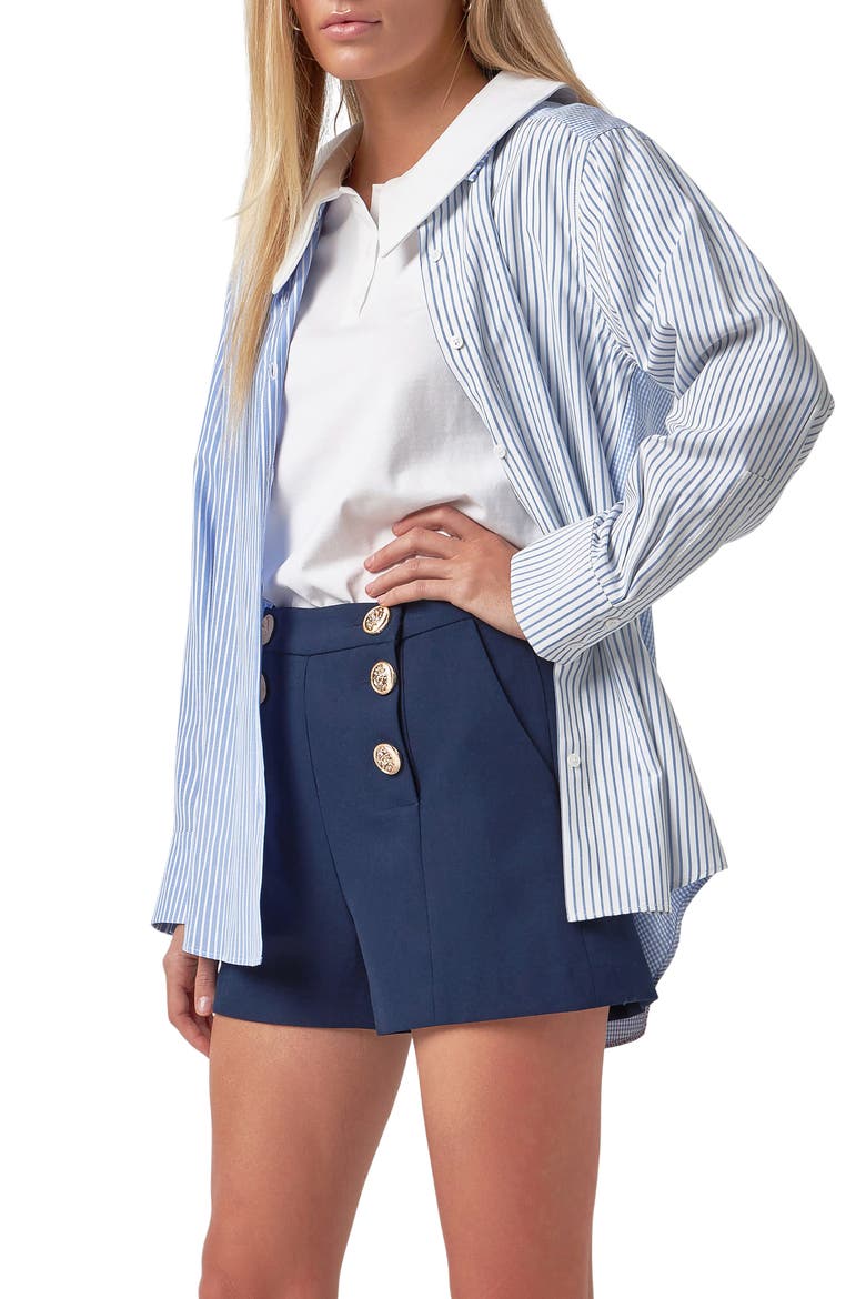 Mix Print Blouse, Alternate, color, OXFORD BLUE