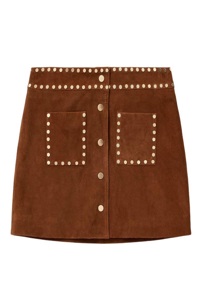 Alice Leather Miniskirt, Alternate, color, COGNAC BROWN
