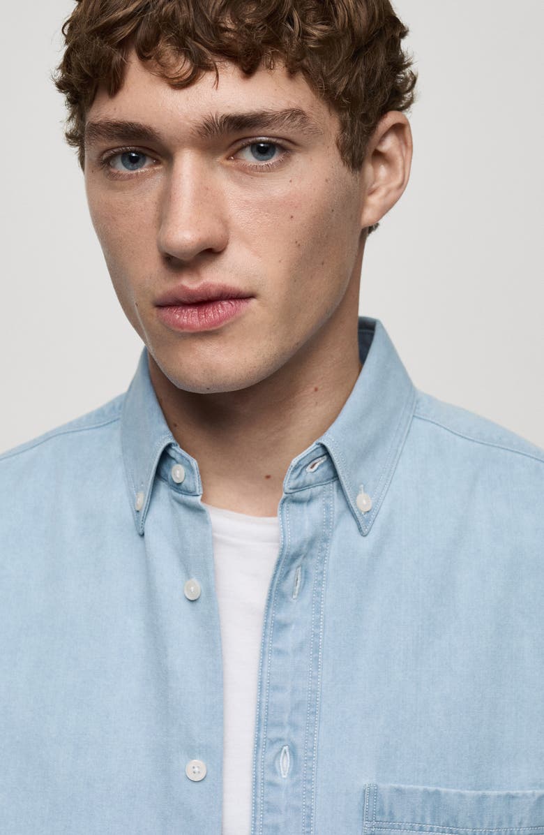 MANGO Regular Fit Denim Button-Up Shirt, Alternate, color, 