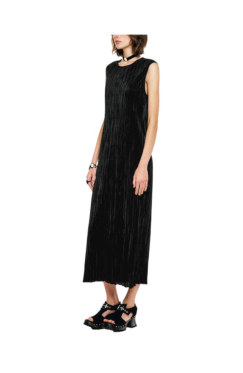 Anna Sui Plisse Sleeveless Maxi Dress, Alternate, color, Black