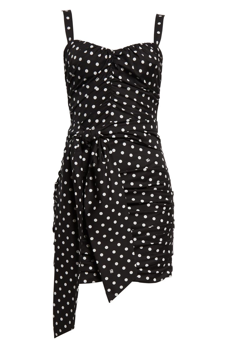 Dolce&Gabbana Polka Dot Bow Ruched Minidress, Alternate, color, 
