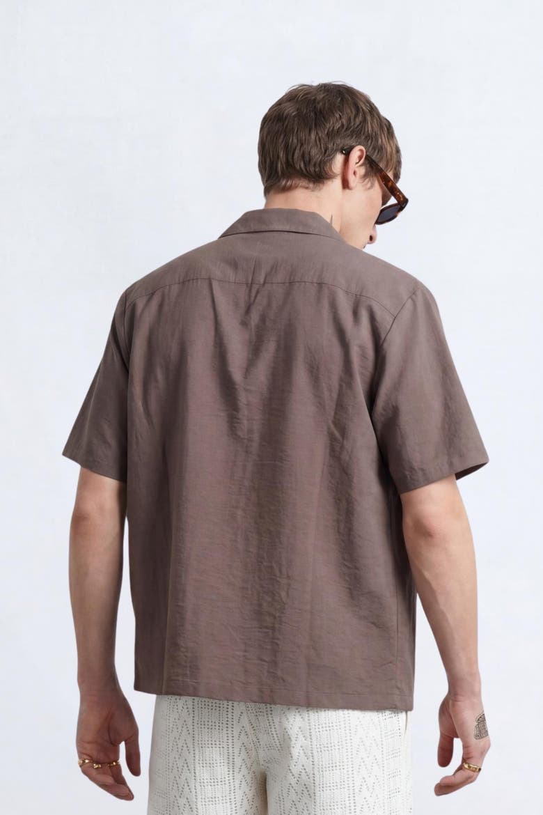 Huxley Revere Cotton Shirt, Alternate, color, Brown