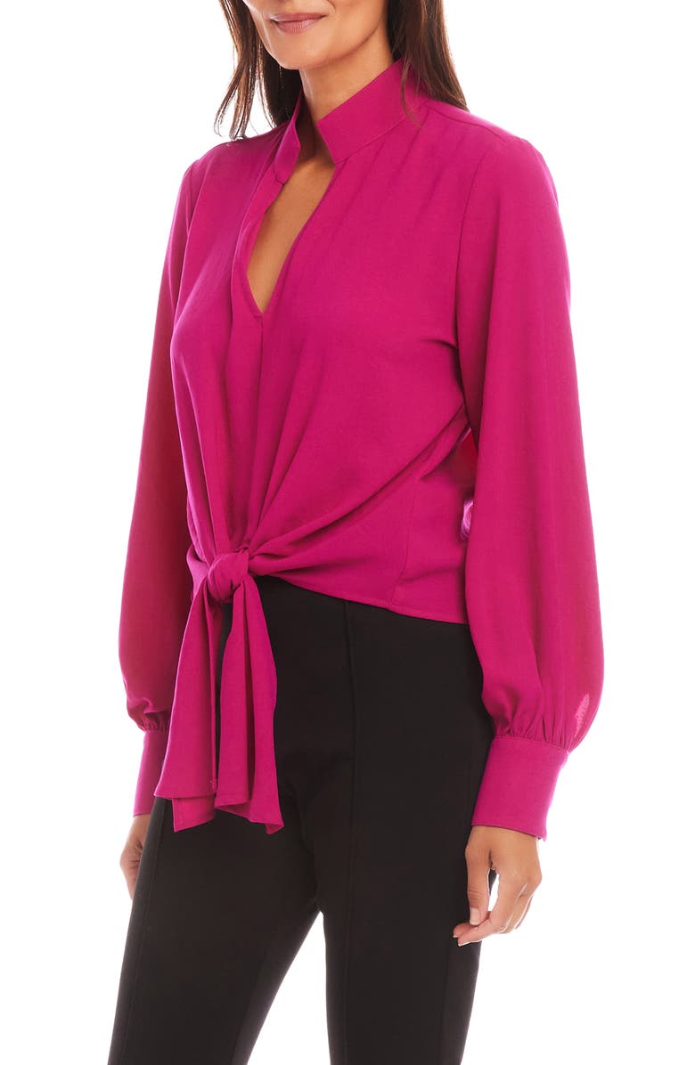 Karen Kane Tie Front Crepe Top, Alternate, color, Punch