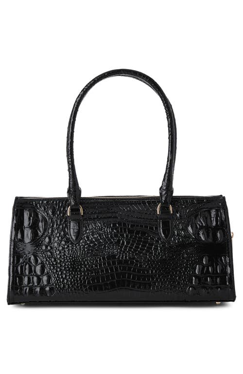 Brahmin Sophia Croc Embossed Leather Satchel In Black