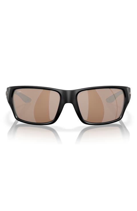 Tailfin 57mm Polarized Rectangular Sunglasses