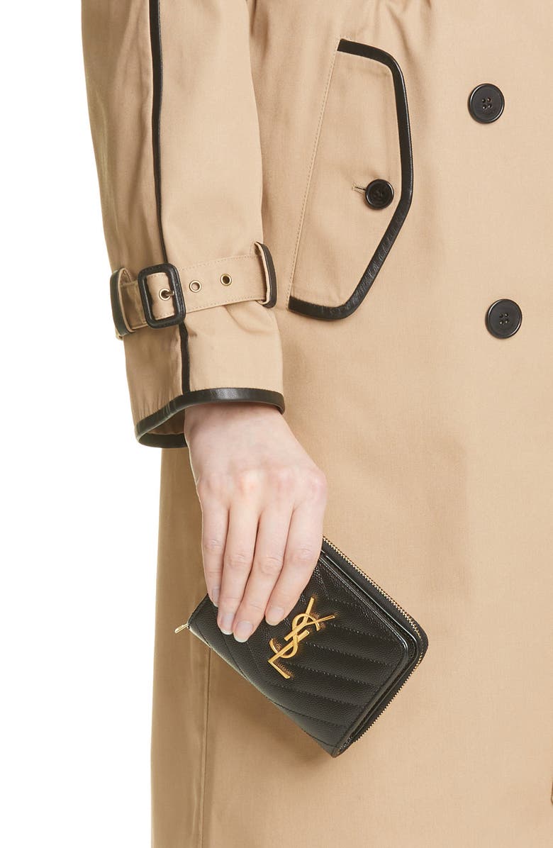 Saint Laurent Monogram Matelassé Leather Wallet, Alternate, color, 