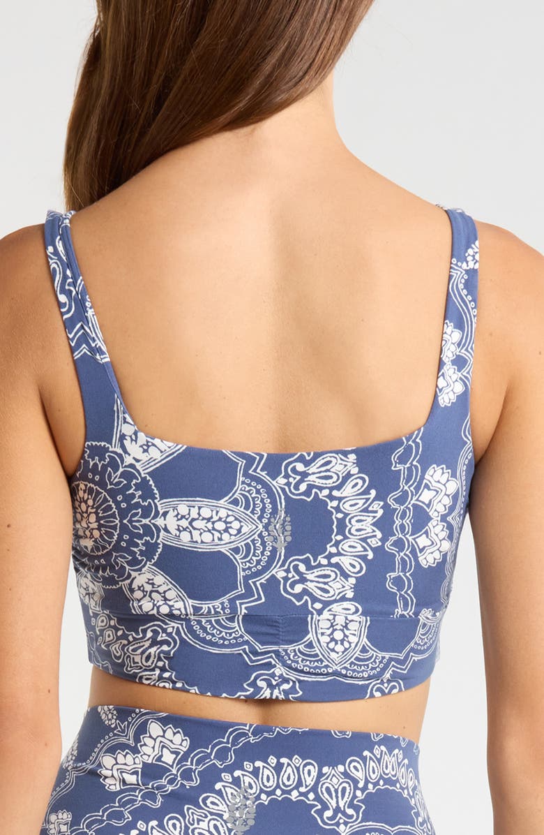 Free People FP Movement Never Better Twist Crop Top, Alternate, color, Blue Indigo Bandana