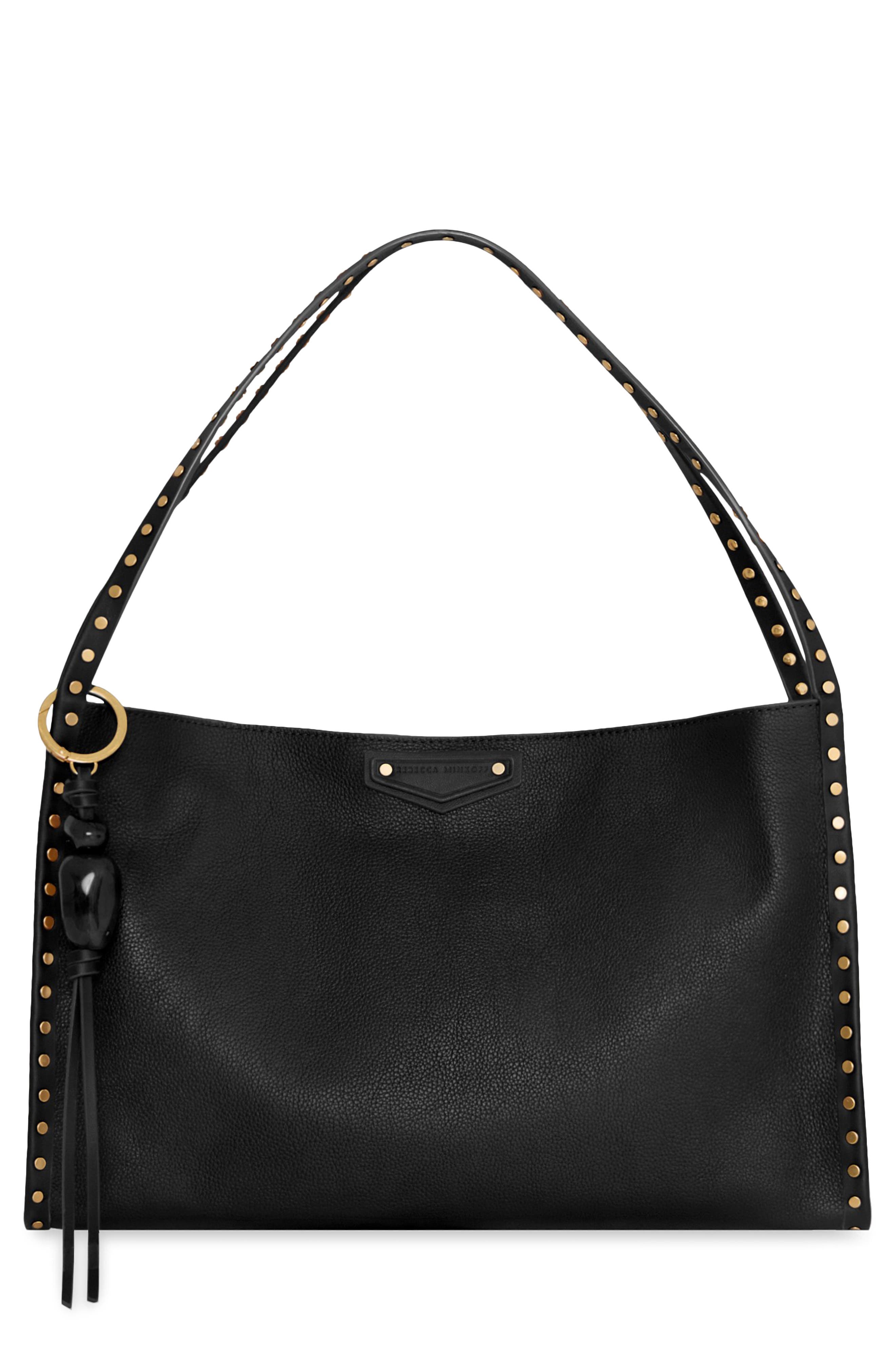 Rebecca Minkoff Dylan Leather Shoulder Bag, Main, color, Black