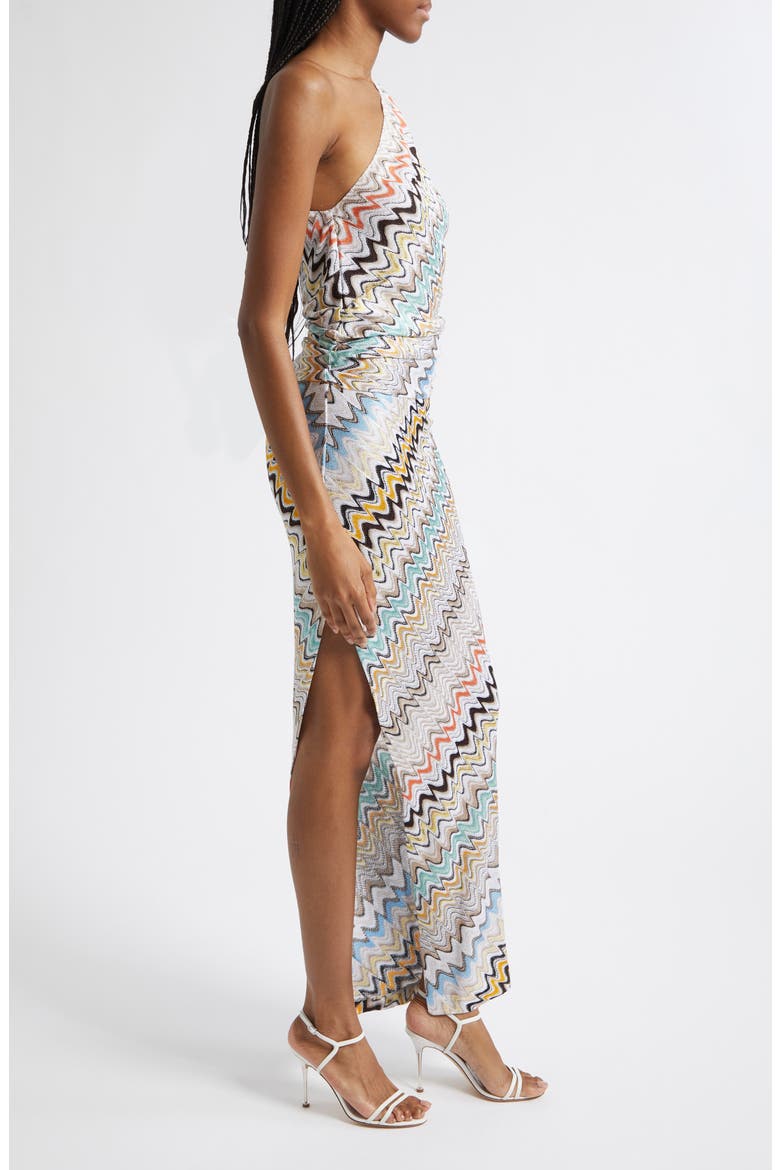 Stripe One-Shoulder Crochet Knit Maxi Dress, Alternate, color, SMSNN-MULTICOLOR BEIGE LT BS