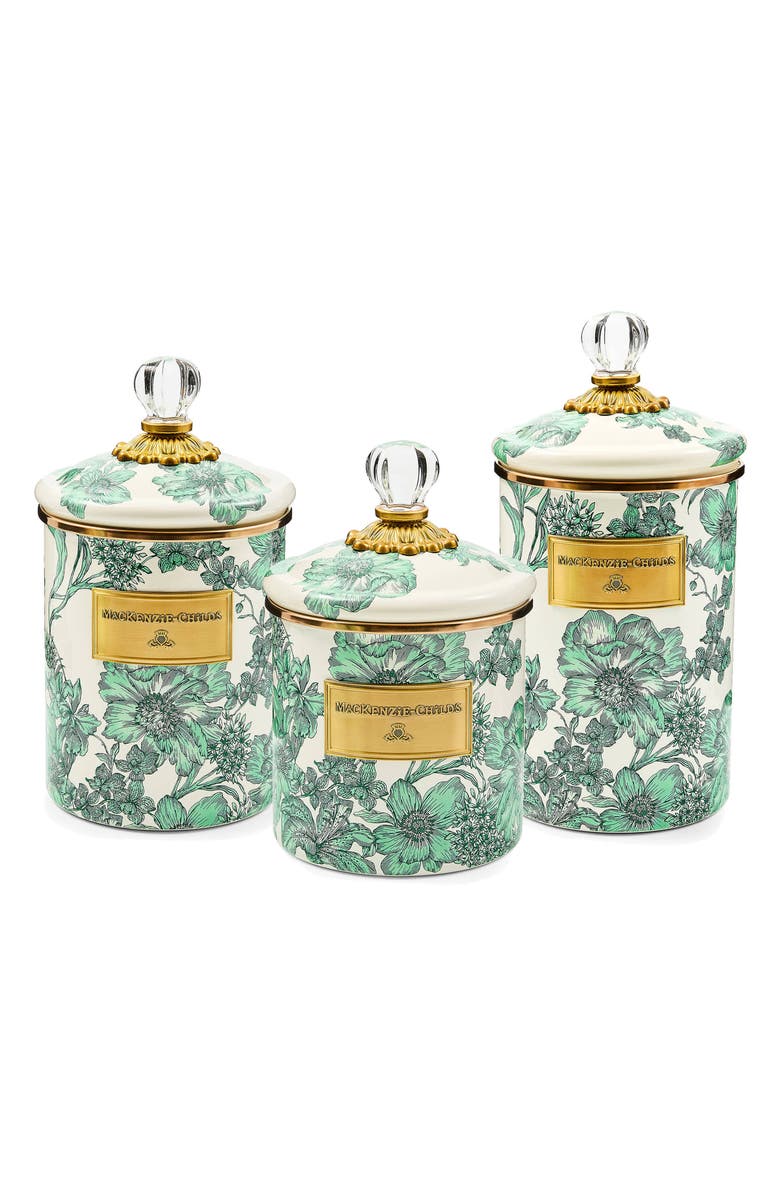 MACKENZIE CHILDS Emerald English Garden Large Canister, Alternate, color, Emerald