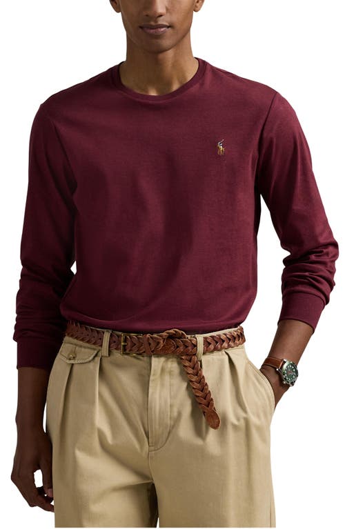 Polo Ralph Lauren Bordeaux Crewneck Sweater With Pony Logo Embroidered On The Front In Burgundy