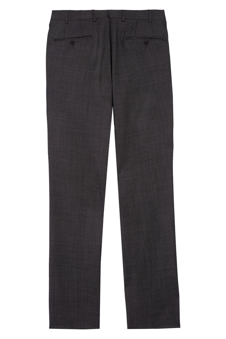 Torino Flat Front Solid Wool Trousers, Alternate, color, GREY MAGNET TEXTURE