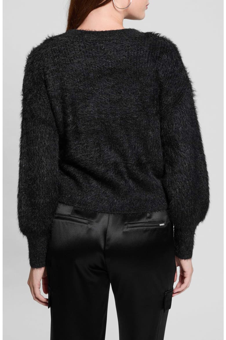 Keyla Fuzzy Cardigan, Alternate, color, BLACK-BLACK