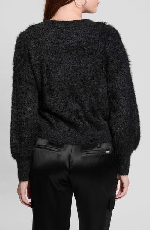Guess Keyla Fuzzy Cardigan In Black