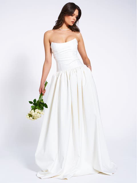 Umay Drop Waist Satin Corset Bridal Gown
