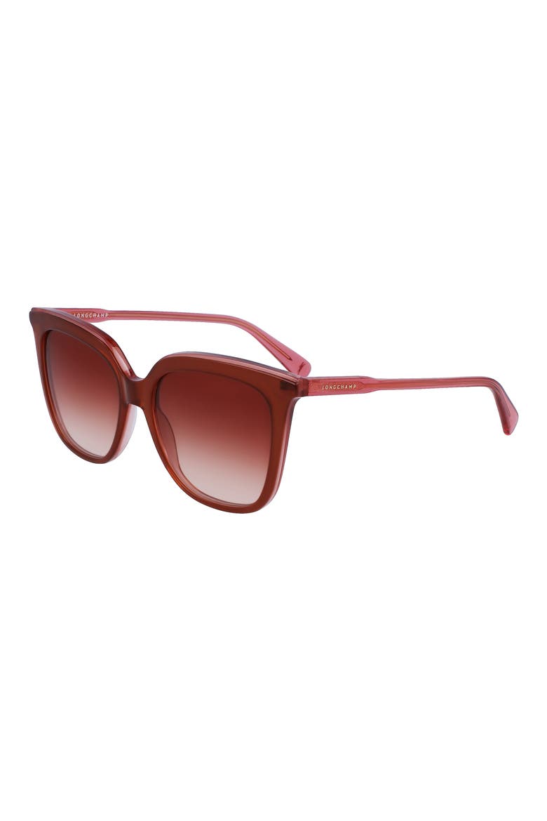 53mm Rectangular Sunglasses, Alternate, color, BROWN/ ROSE