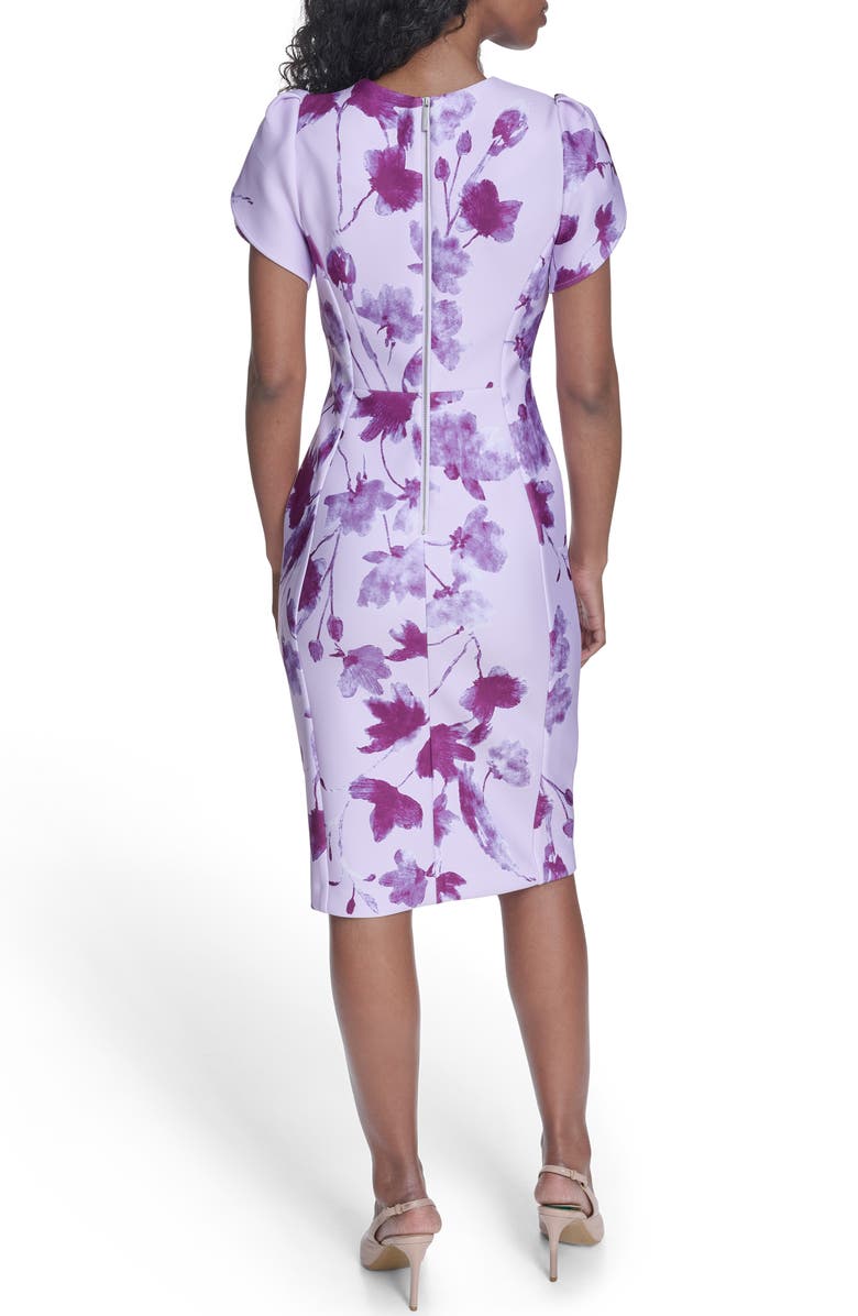 Calvin Klein Floral Sheath Midi Dress, Alternate, color, Cherry Blossom Multi