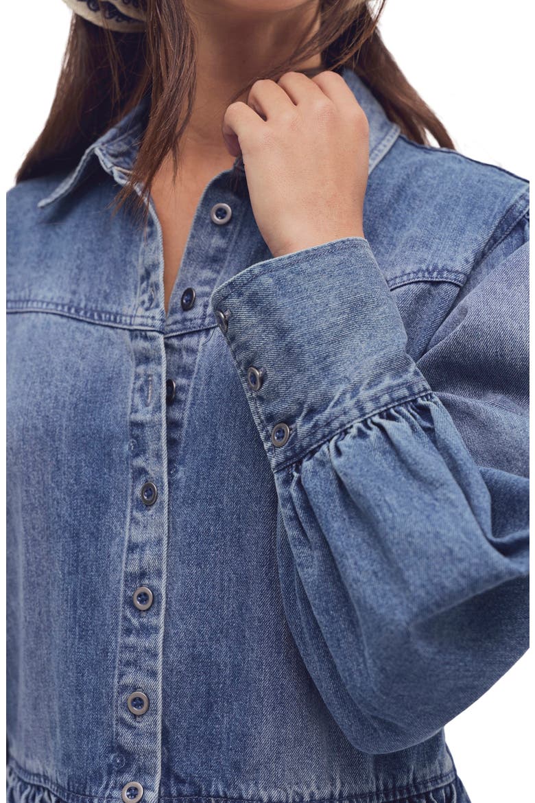 Marris Denim Minidress, Alternate, color, WASHED MID BLUE WASH