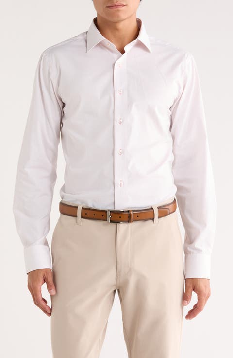 Pindot Trim Fit Dress Shirt (Regular & Big)