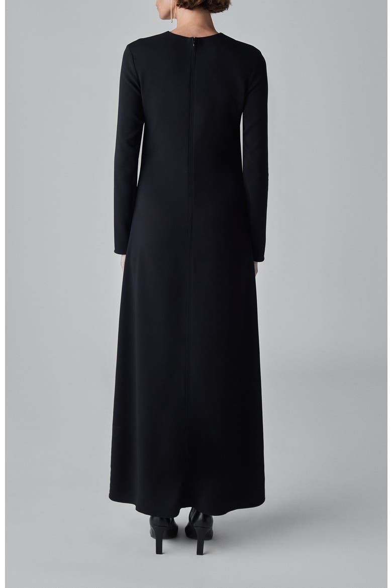 Long Sleeve Column Dress in Viscose Crepe, Alternate, color, Black