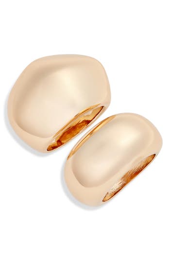 Open Edit Set Of 2 Geometric Dome Rings In Gold