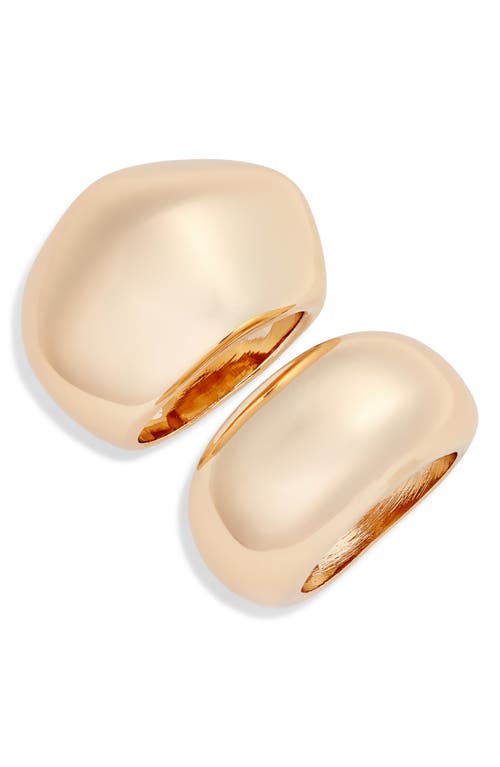Open Edit Set Of 2 Geometric Dome Rings In Gold