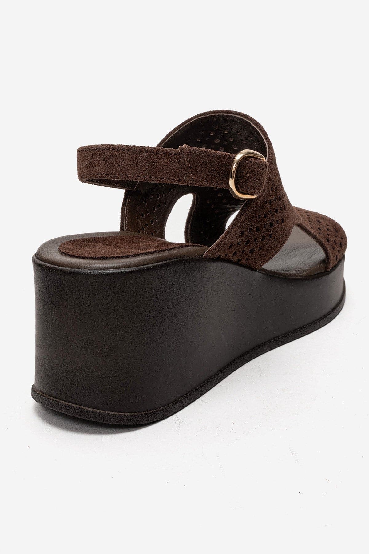 Forever & Always Shoes Jadira Leather Wedge Sandal, Alternate, color, Brown Suede