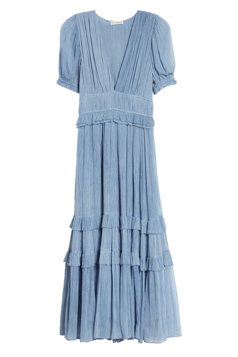 Elodie Pleated Silk Midi Dress, Alternate, color, SLATE