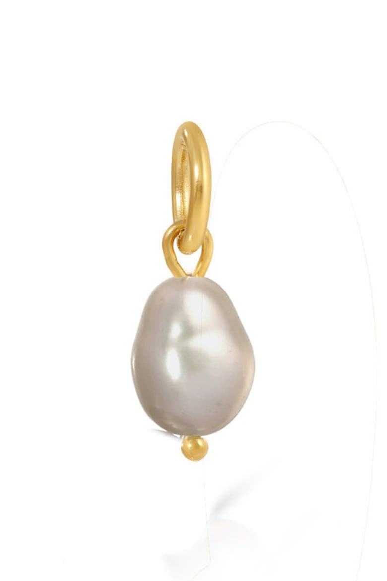 Grey Freshwater Pearl Charm, Main, color, GOLD