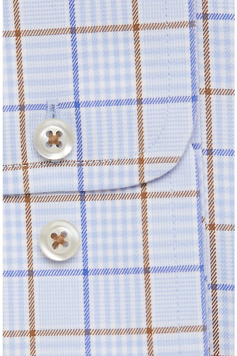 Trim Fit Non-Iron Plaid Dress Shirt, Alternate, color, SKY/ COCOA