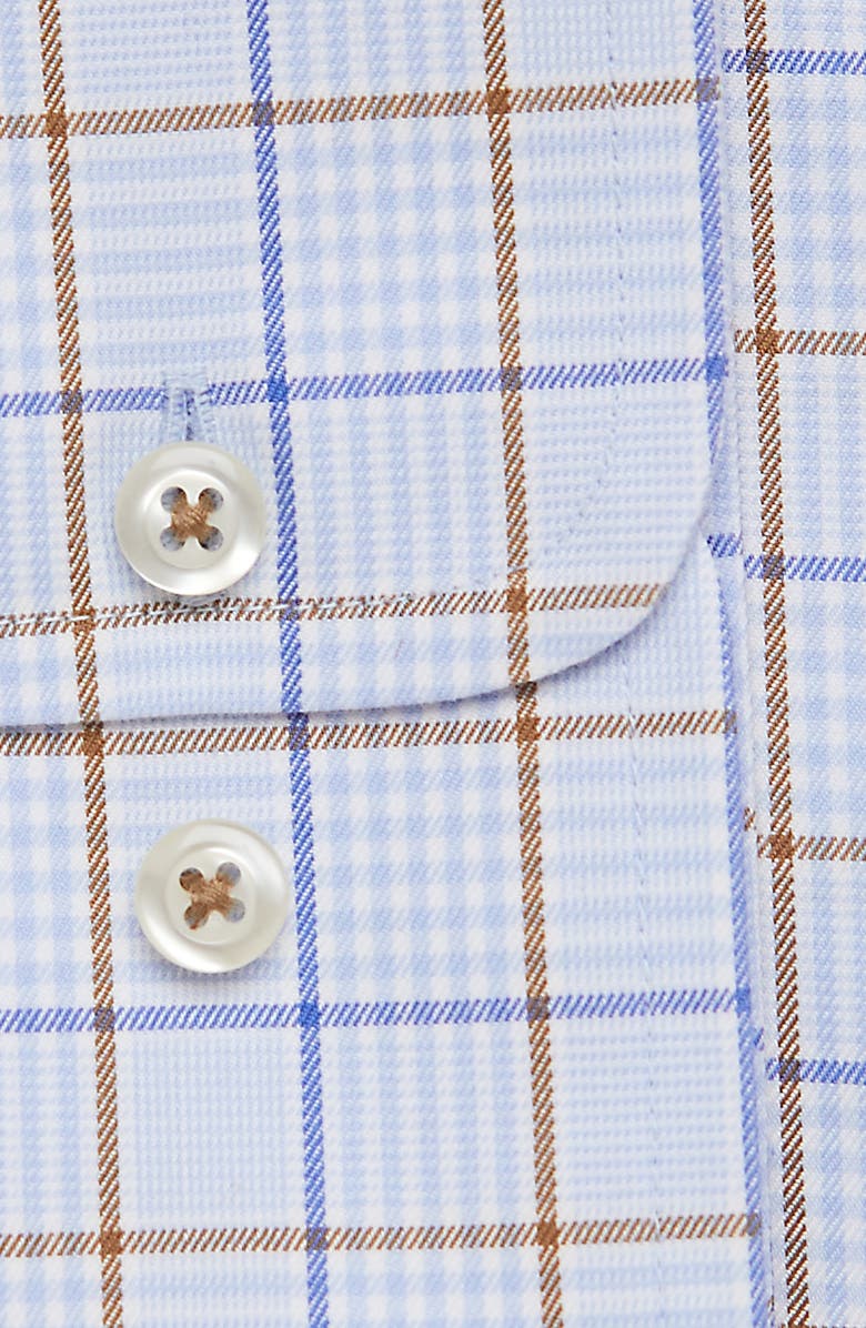 David Donahue Trim Fit Non-Iron Plaid Dress Shirt, Alternate, color, Sky/ Cocoa