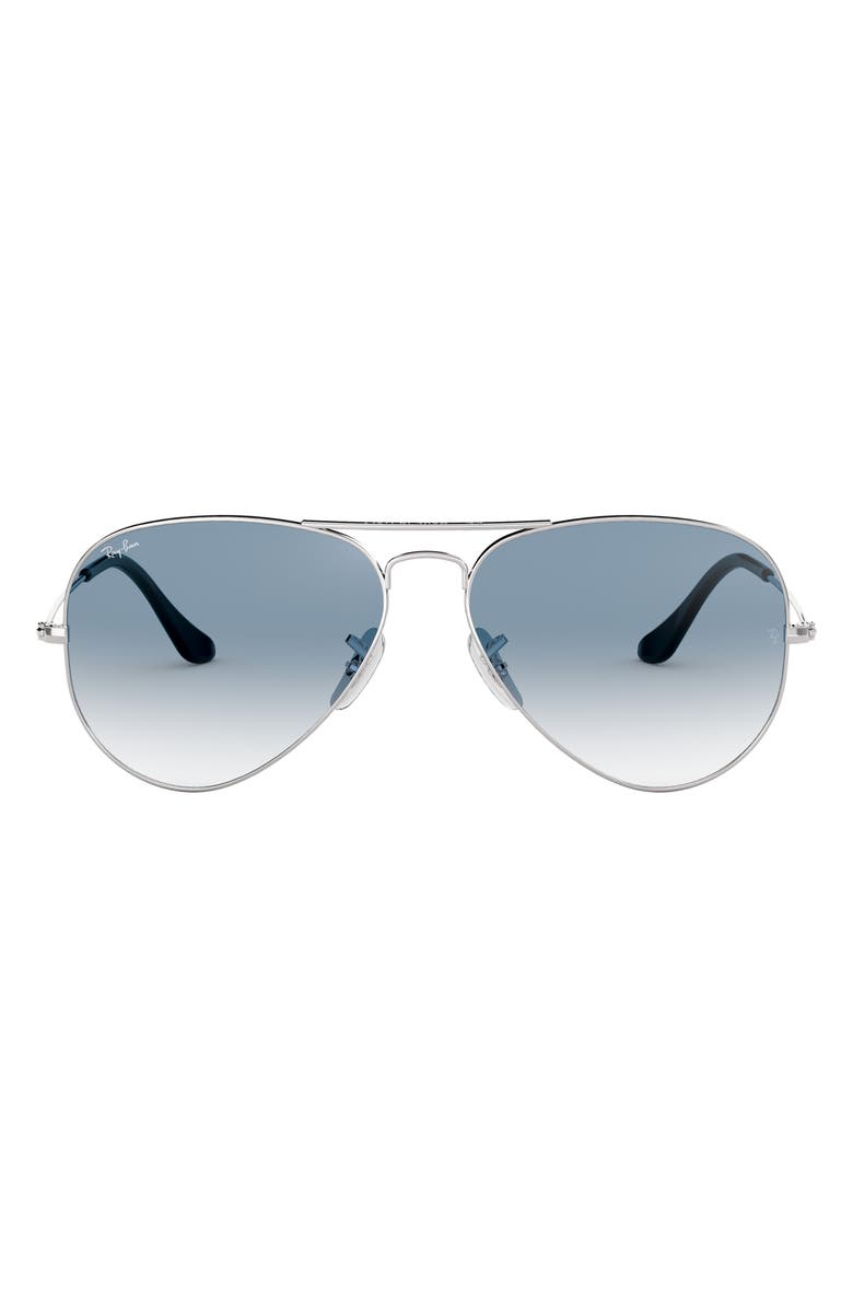 Ray-Ban Small Original 55mm Aviator Sunglasses, Main, color, Silver Blue
