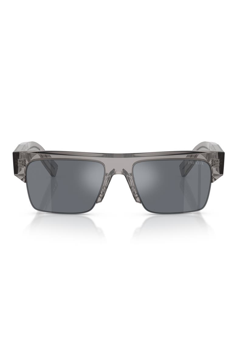 55mm Rectangular Sunglasses, Main, color, TRANSPARENT / BLUE/ SILVER