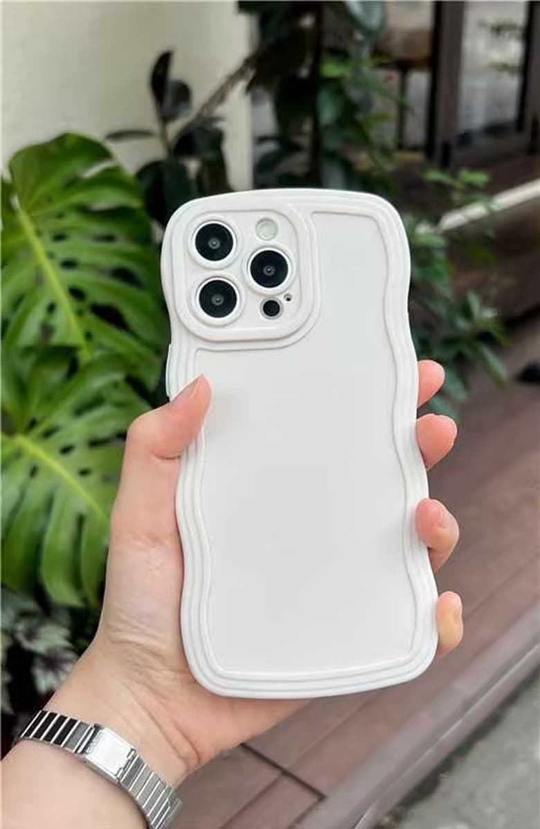 Auramma Solid Wavy Bumper iPhone 14 Pro Max Case, Alternate, color, Off White