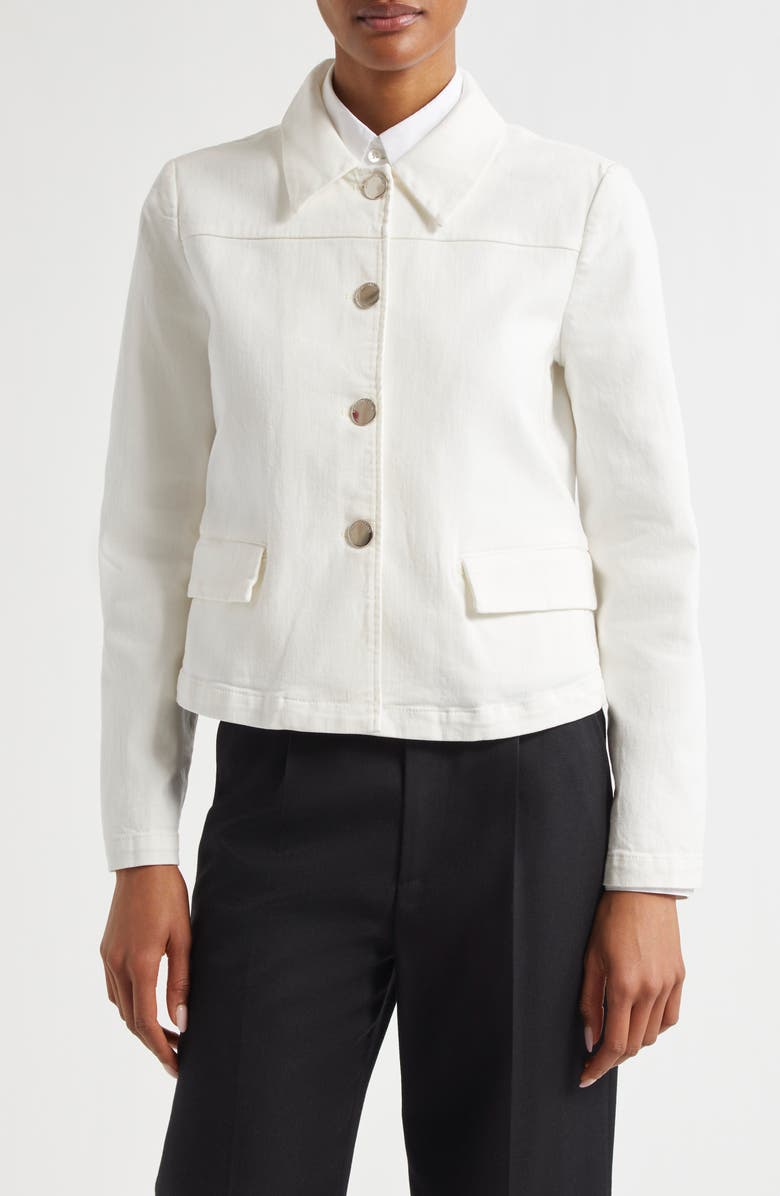 Emporio Armani Stretch Cotton Twill Jacket, Main, color, Off White