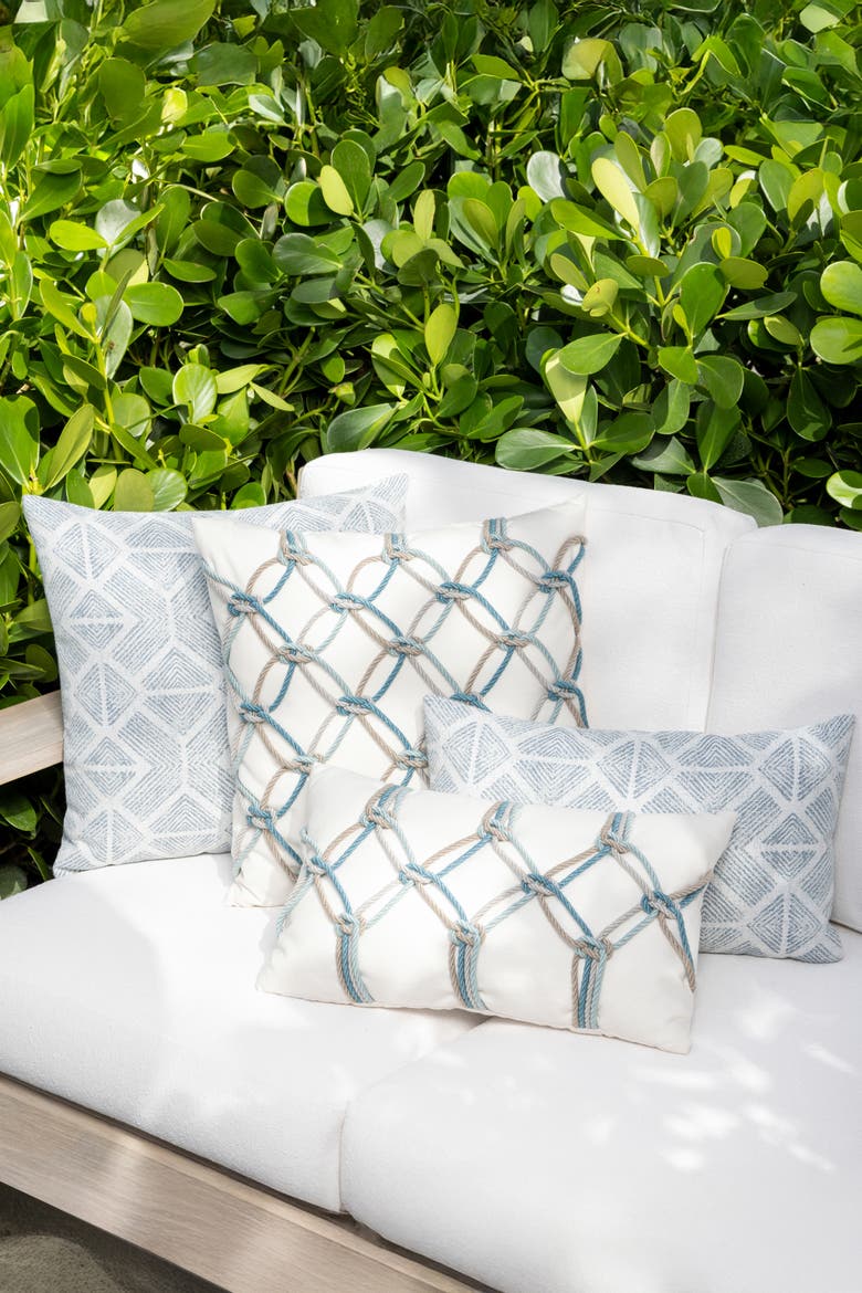 Bakuba Indoor & Outdoor Woven Accent Pillow, Alternate, color, Stream