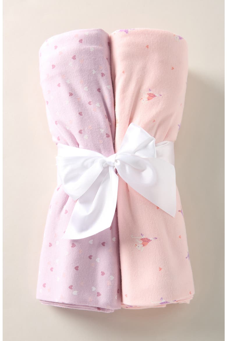2-Pack Assorted Knit Swaddles, Alternate, color, PINK BALLET HEART PACK