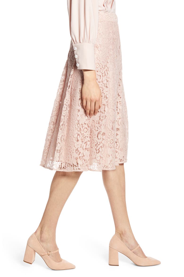 x Atlantic-Pacific Pleated Lace Skirt (Nordstrom Exclusive), Alternate, color, PINK SMOKE
