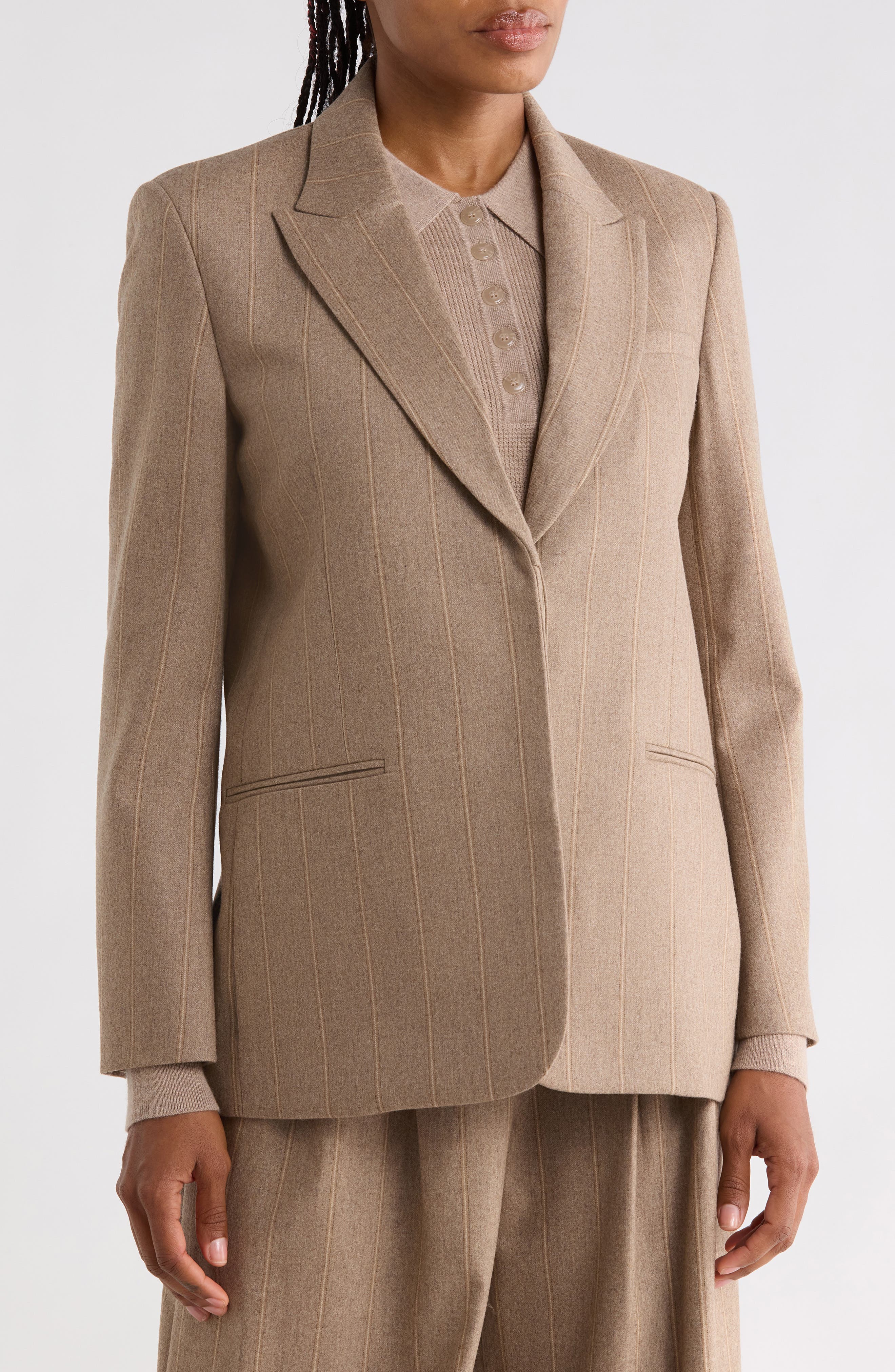 Sweet Pea Pinstripe Wool & Cashmere Blazer