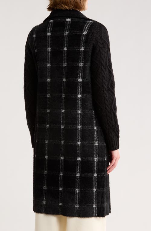 Love Token Plaid Longline Cardigan In Black