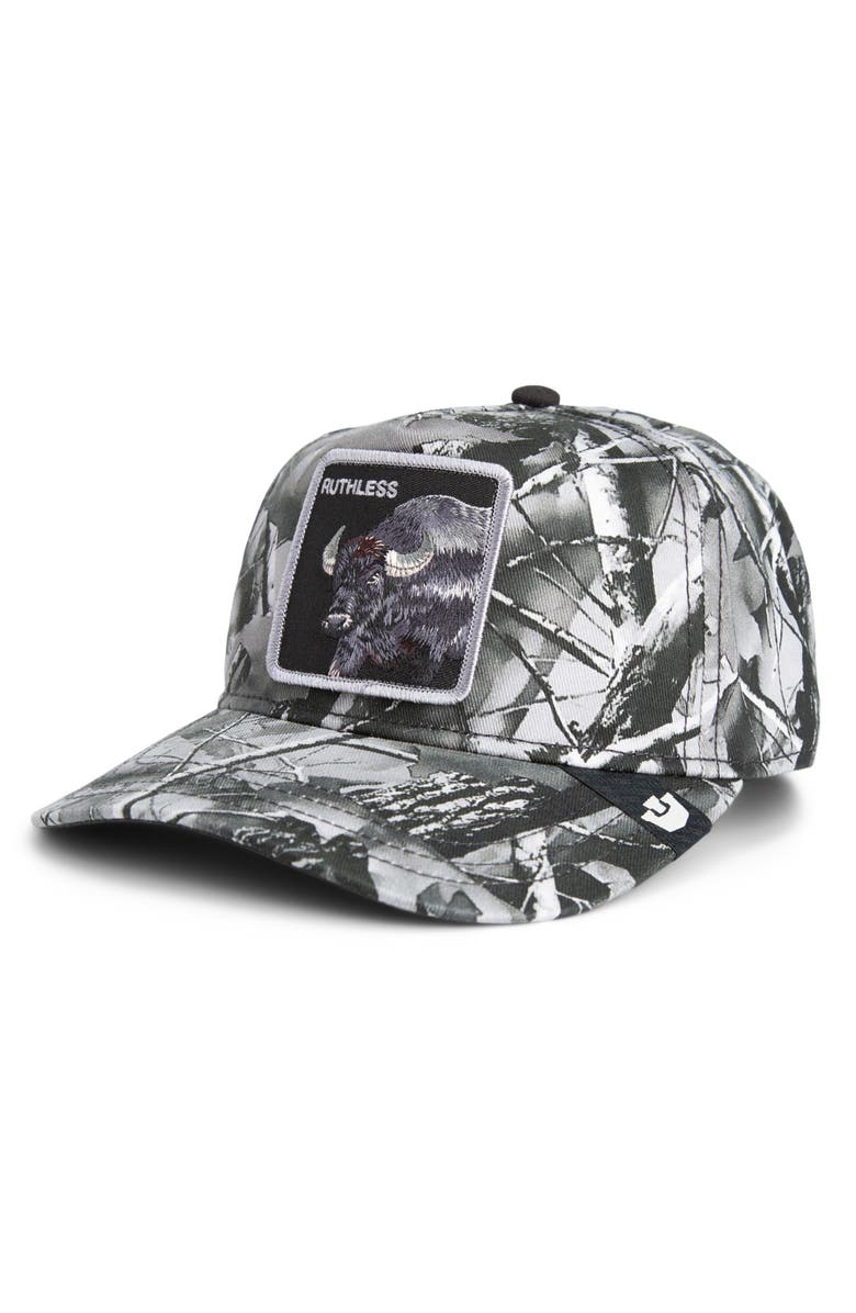 Goorin Bros. Ruthless Camo Embroidered Patch Trucker Hat, Main, color, Camouflage