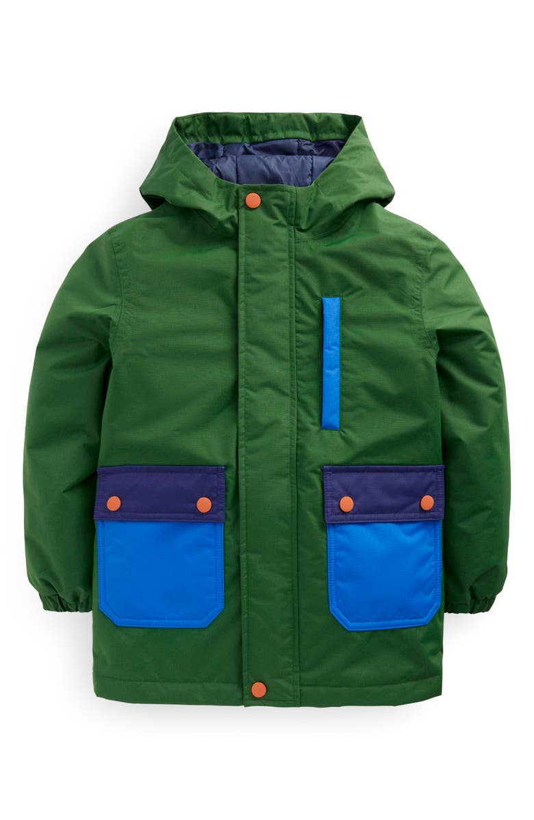Boden Kids' 4-in-1 Waterproof Jacket, Main, color, Blue/ Green Colourblock