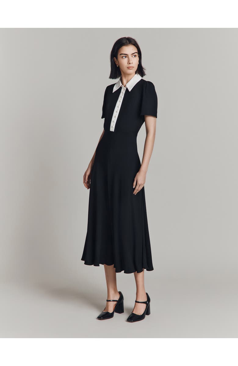 Ghost London Bethan Crepe Midi Shirt Dress, Alternate, color, Black