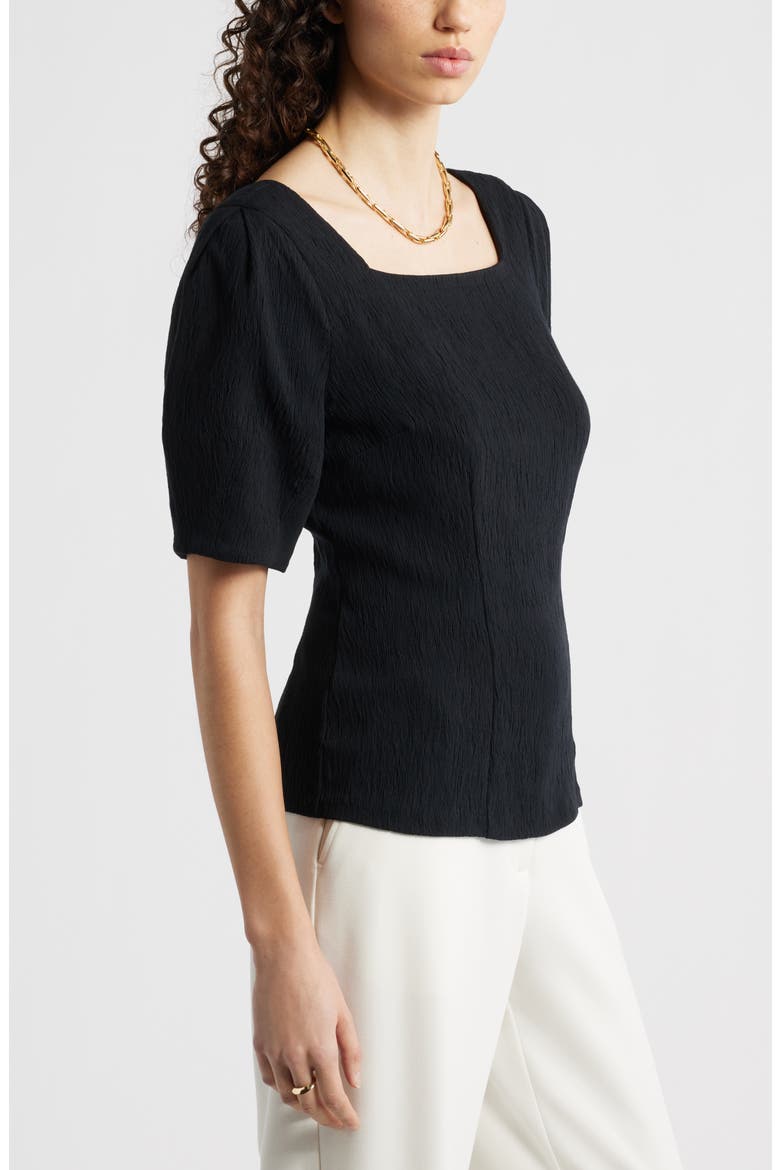 Texture Square Neck Top, Alternate, color, BLACK