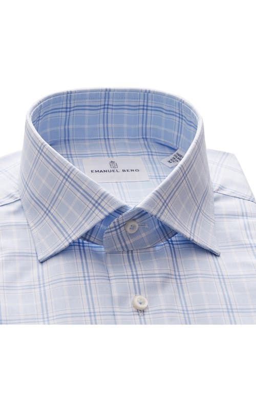 Emanuel Berg Prince Of Wales Check Cotton Twill Button-up Shirt In Blue