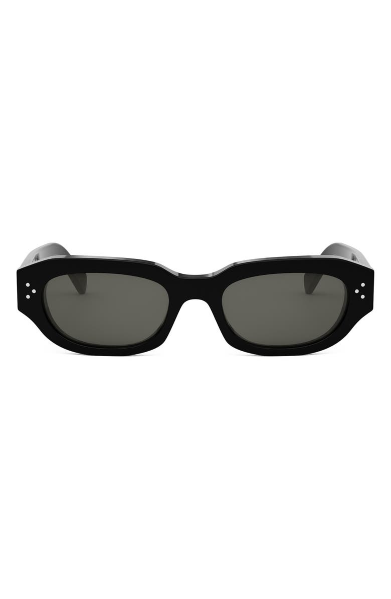 CELINE Bold 3 Dots 54mm Geometric Sunglasses, Main, color, Shiny Black / Smoke