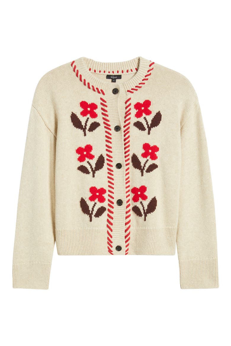 Mavie Intarsia Floral Cardigan, Alternate, color, CARMINE FLORAL